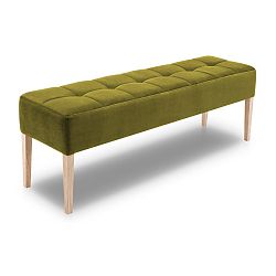 Zelená lavice s dubovými nohami Mossø Hattu, délka 172 cm