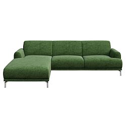 Zelená rohová pohovka s lenoškou na levé straně MESONICA Puzo