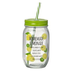 Zelená sklenice s brčkem Parlane Homemade Lemonade