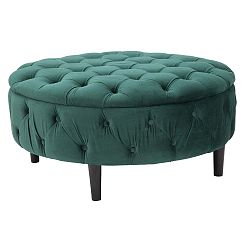 Zelená taburetka s úložným prostorem Mauro Ferretti Queen, ø 90 cm