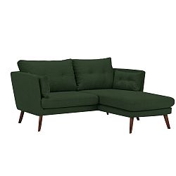 Zelená třímístná pohovka Mazzini Sofas Elena, s lenoškou na pravém rohu