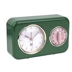 Zelené kuchyňské hodiny s minutkou PT LIVING Nostalgia