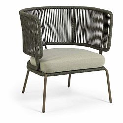 Zelené zahradní křeslo s ocelovou konstrukcí Kave Home Nadin