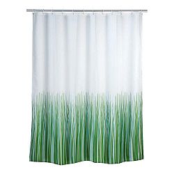 Zeleno-bílý sprchový závěs Wenko Nature, 180 x 200 cm
