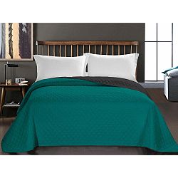 Zeleno-šedý oboustranný přehoz z mikrovlákna DecoKing Axel Marine Charcoal, 240 x 260 cm