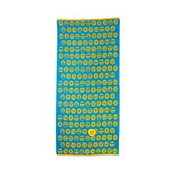 Zeleno-žlutá plážová bavlněná osuška Bergner Emoticon, 75 x 150 cm