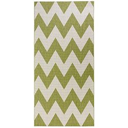 Zelenobílý běhoun vhodný i na ven Unique, 80 x 200 cm