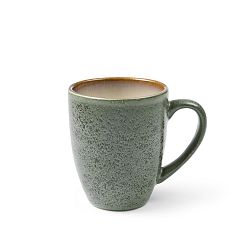 Zelenošedý kameninový hrnek s ouškem s vnitřní glazurou v krémově bílé barvě Bitz Mensa, 300 ml