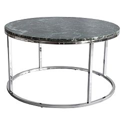 Zelený mramorový konferenční stolek s chromovaným podnožím RGE Accent, ⌀ 85 cm