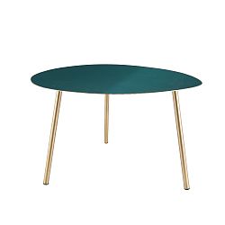 Zelený příruční stolek s pozlacenými nohami Leitmotiv Ovoid, 56 x 50 x 37 cm