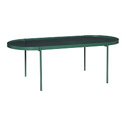 Zelený stůl se skleněnou deskou Hübsch Table, délka 120 cm