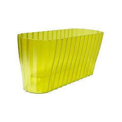 Zelený transparentní květináč Plastia Triola Flowerbox, délka 38 cm