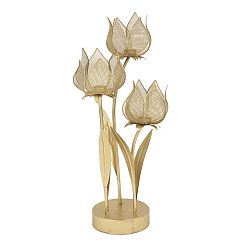 Železný svícen na 3 svíčky ve zlaté barvě Mauro Ferretti Flowery, výška 66 cm