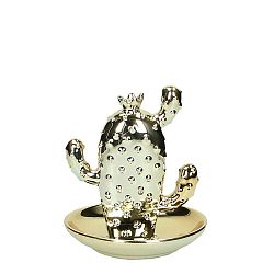 Zlatá keramická dekorace ve tvaru kaktusu HF Living, ø 13,5 cm