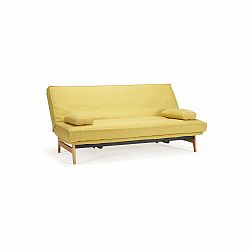 Žlutá rozkládací pohovka se snímatelným potahem Innovation Aslak Elegant Soft Mustard Flower, 92 x 200 cm