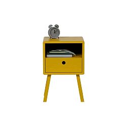 Žlutý noční stolek z masivního borovicového dřeva WOOOD Sammie