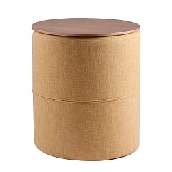 Žlutý odkládací stolek s deskou v dekoru dubového dřeva sømcasa Leo