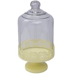 Žlutý servírovací stojan se skleněným poklopem Mauro Ferretti