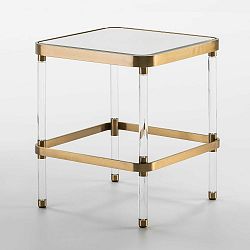 Zrcadlový odkládací stolek s detaily ve zlaté barvě Thai Natura, délka 50 cm