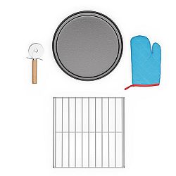 Klarstein 4dílná sada příslušenství PizzaForno, stojan na pizzu a pánev na pizzu, tepelná rukavice a kráječ