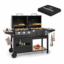 Klarstein Aberdeen Combi Gril Plynová uhelná udírna Teploměr 2 boční stoly Mobilní