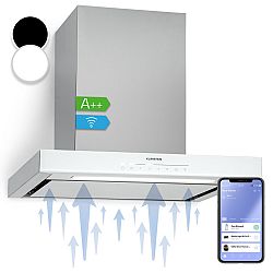 Klarstein Alinea 60, digestoř, 60 cm, nástěnná, 500 m³/h, WiFi, A++, dotykové ovládání, bílá
