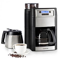 Klarstein Aromatica II Duo, kávovar, integrovaný mlýnek, 1.25 l, stříbrný