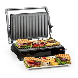Klarstein Buffalo, kontaktní gril, panini gril, 2000 W, ušlechtilá ocel, stříbrný / černý