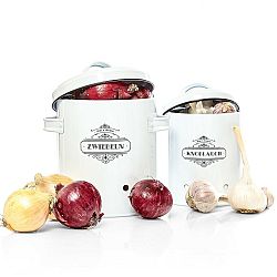 Klarstein Dózy na skladování potravin, souprava 2 kusů, plech, kulaté, víko