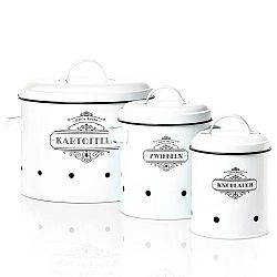 Klarstein Dózy na skladování potravin, souprava 3 kusů, plech, kulaté, víko