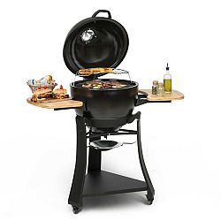 Klarstein Duomo kamado gril, teploměr, boční stolky, přenosný, ušlechtilá ocel, keramický, Ø 49 cm, litinový rošt
