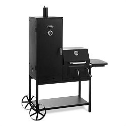 Klarstein Fleischbrocken, černý, gril na dřevěné uhlí, 2 v 1 udírna a barbecue gril