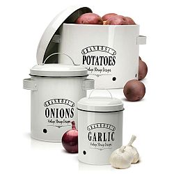 Klarstein Georgia, sada 3 dóz na potraviny, smaltovaný ocelový plech, vintage design, nerezové