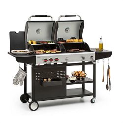 Klarstein Hot & Hot, kombinovaný gril, 8,5 kW, 3 hořáky, výškově nastavitelný, černý