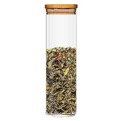 Klarstein Hranatá nádoba s bambusovým víkem na skladování potravin, vzduchotěsná, se silikonovým těsněním, 10 × 20,5 × 10 cm