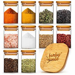 Klarstein Hranaté sklenice, bambusové víko, 10 kusů, každý 150 ml, vzduchotěsné