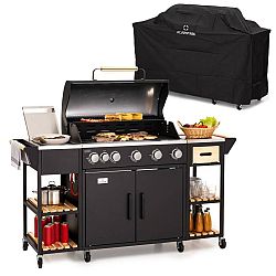 Klarstein Jersey Outdoor Kitchen s plynovým grilem a dřezem, 20,7 kW, 5+1 hořáky, přenosná
