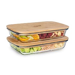 Klarstein Karafa s uzávěrem 1,6 litru 2dílná sada Tepelně odolné sklo Bambus