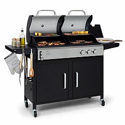 Klarstein Kingsville, kombinovaný gril, plyn, uhlí, 8,1 kW, 2 + 1 hořáky, výškově nastavitelný