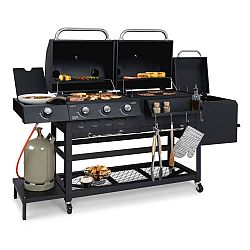 Klarstein Kingsville Smoker, kombinovaný gril, plyn, uhlí, udírna, 13,5 kW, 3 + 1 hořáky