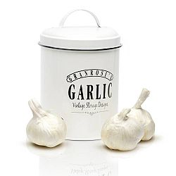 Klarstein Montana, dóza na česnek, smaltovaný ocelový plech, 12 x 18 cm (Ø x V), nerezavějící