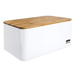 Klarstein Oklahoma, chlebník, kovový, 35,5x15,5x23cm, bambusové víko, prkýnko na krájení