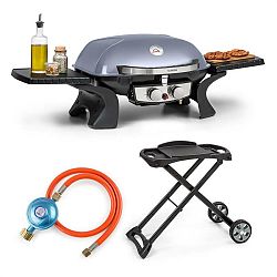 Klarstein Parforce Duo, plynový gril, plynová hadice, grilovací stůl, 4,4 kW, 15000 BTU, šedý