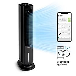 Klarstein Polar Tower Smart, ventilátor, ochlazovač vzduchu, 7 l, 85 W, dálkové ovládání, 5x chladicí boxy