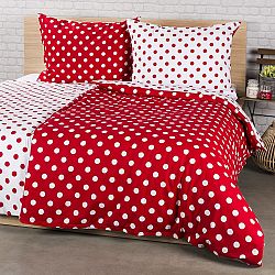 4Home Bavlněné povlečení Červený puntík, 220 x 200 cm, 2 ks 70 x 90 cm
