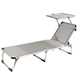 Aldotrade Zahradní rozkládací lehátko se stříškou, šedá