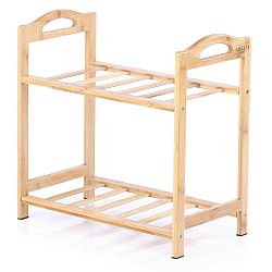 AmeliaHome Botník 2 patra bambusový Vetter, 45 x 25 x 45 cm