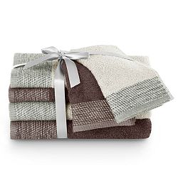 AmeliaHome Sada ručníků a osušek Aria béžová/hnědá, 2 ks 30 x 50 cm, 2 ks 50 x 90 cm, 2 ks 70 x 140 cm