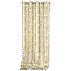AmeliaHome Závěs Velvet Golden Leaves bílá, 140 x 245 cm