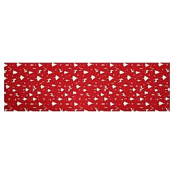 Běhoun červený - vánoční vzor, 100% polyester, 40 x 150 cm.